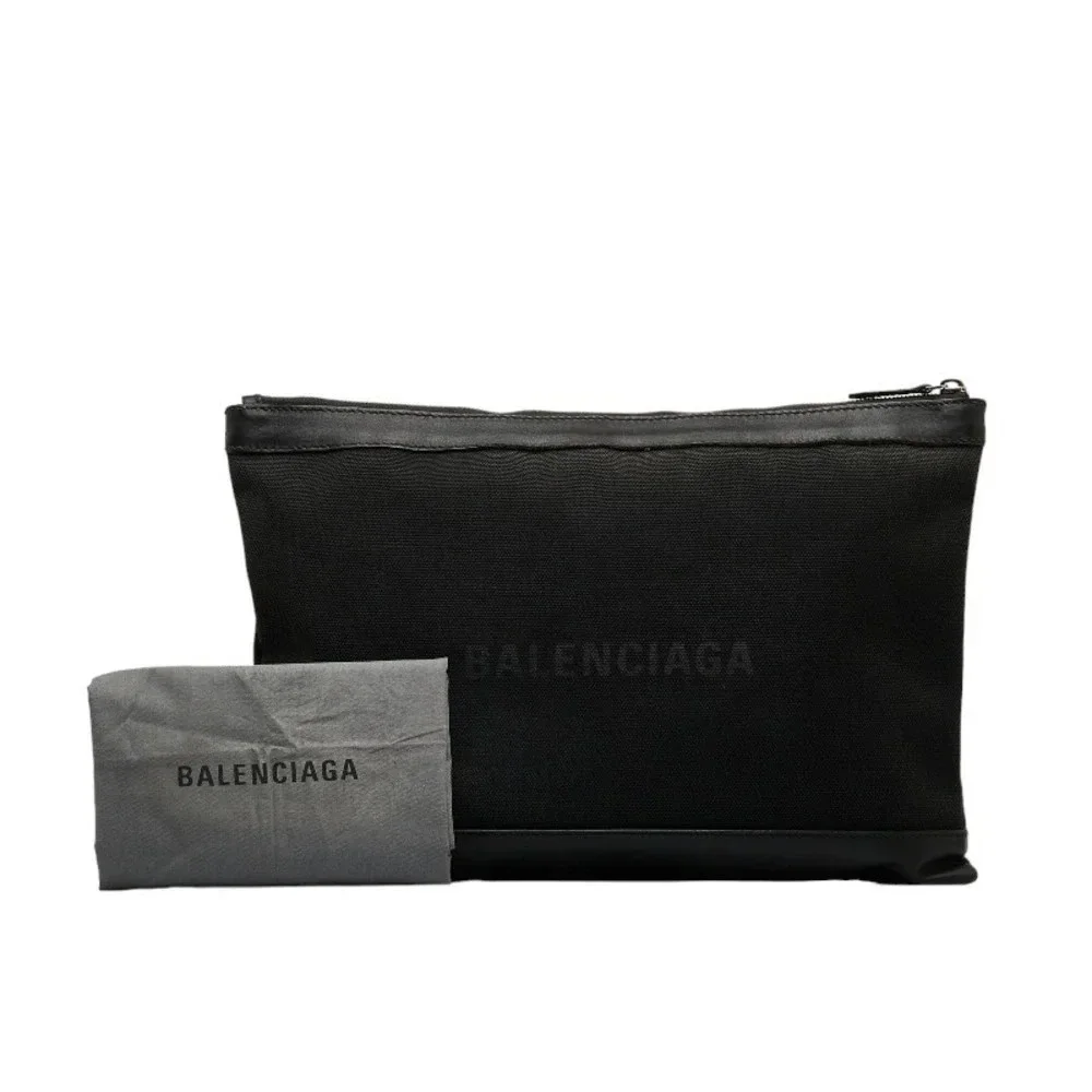Authentic Balenciaga Navy Clip L Canvas Clutch Bag - Picture 10 of 11